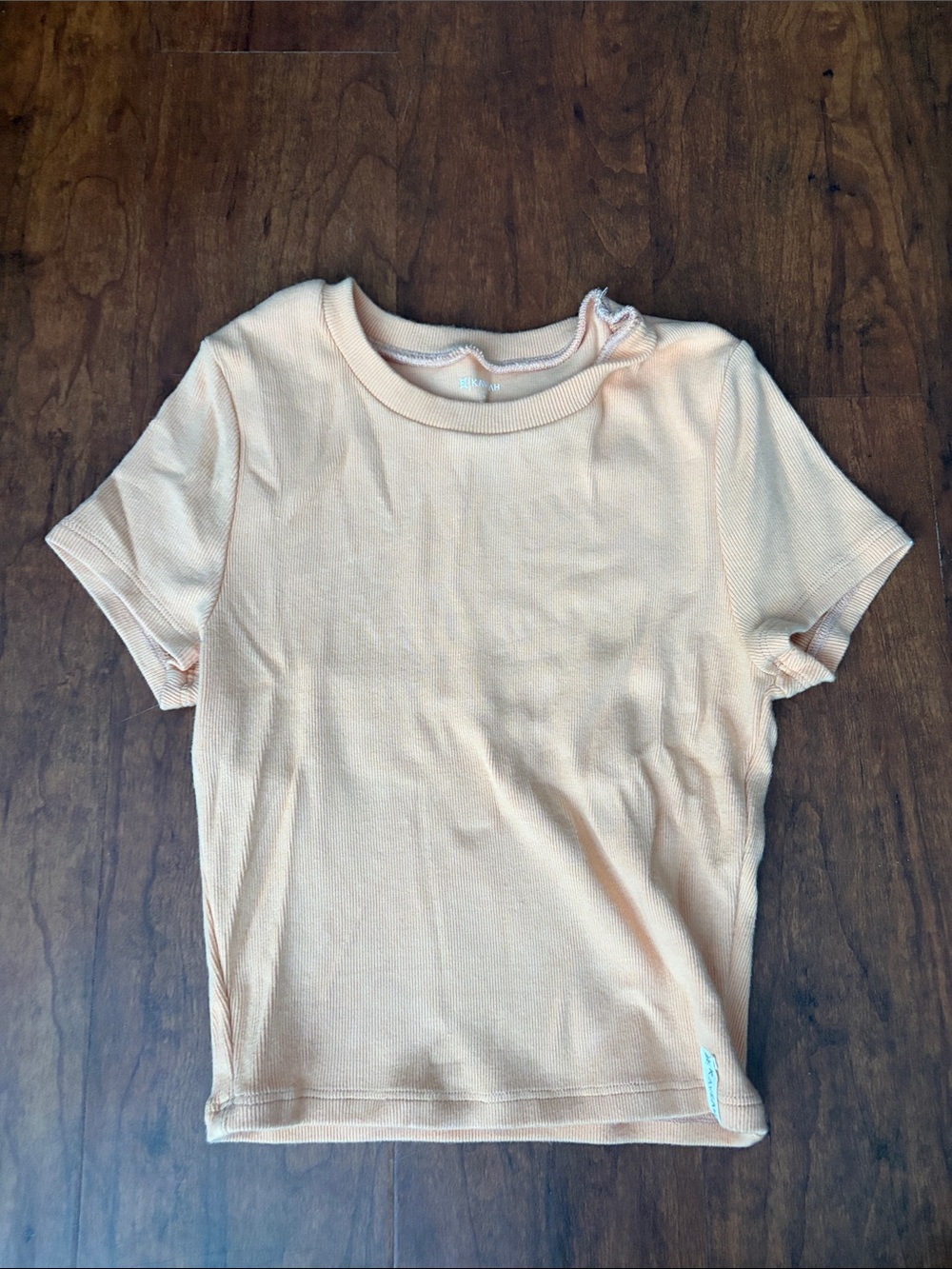 Kaveah Girls Peach Short Sleeve Ribbed Tee Size Medium